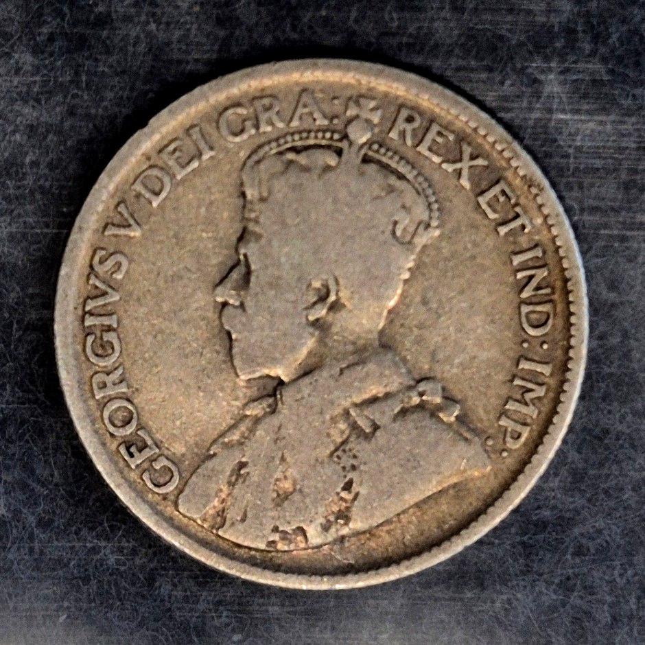 1936 Canada 25 Cents Quarter George V 80% Silver Last Year of Type KM24a Good-VG