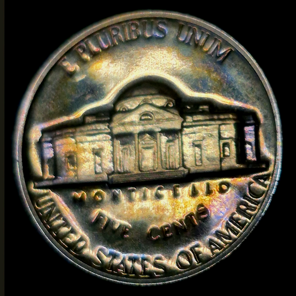 1970-S Jefferson Nickel 5C Choice Proof Rainbow Toned Toning San Francisco Coin