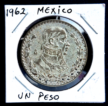 1962 Mexico 1 Peso Jose Maria Morelos .100 Silver Coin Un Peso Plata XF+ Feature