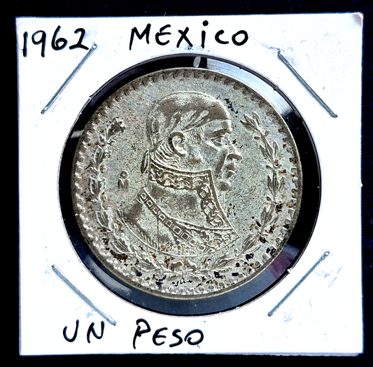 1962 Mexico 1 Peso Jose Maria Morelos .100 Silver Coin Un Peso Plata XF+ Feature