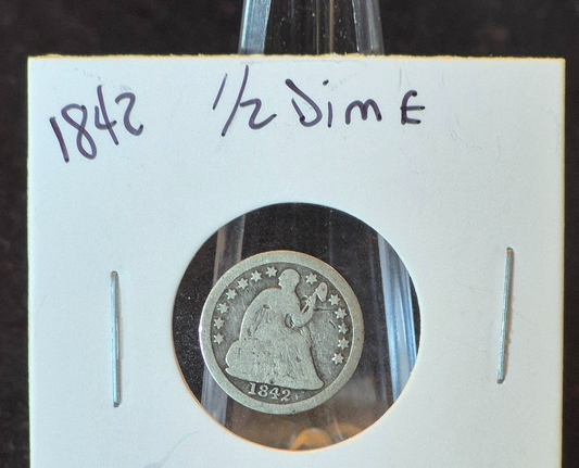 1842-P Seated Liberty Half Dime Good Type III Stars on the Obverse 90% Silver