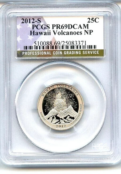 2012 S Hawaii Volcanoes National Park PCGS PR69DCAM Special Flag NP Label