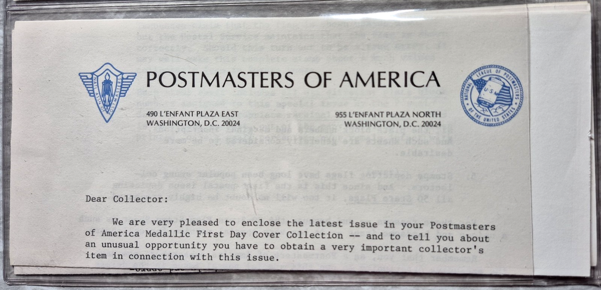 1976 Postmasters of America Christmas Nativity Sterling Silver Proof Medal FDC