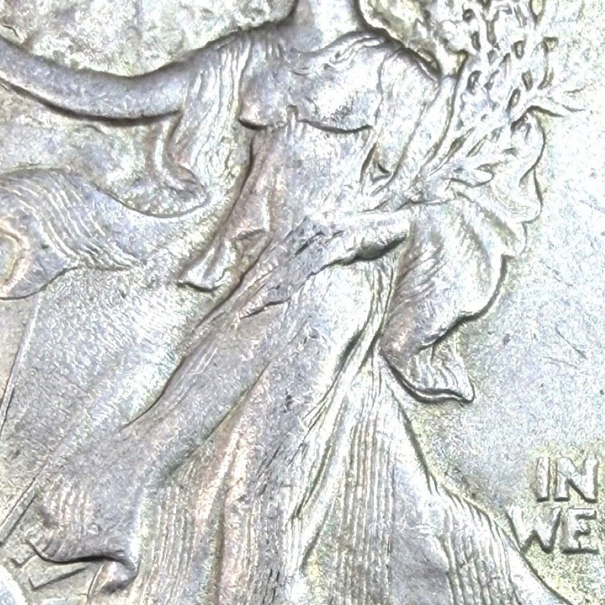 1945 Walking Liberty Half Dollar 50C AU About Uncirculated 90% Silver WWII Coin