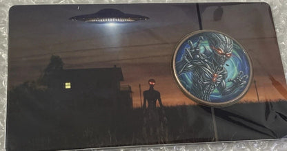 Alien & Spaceship Colored Coin + Capsule & COA 1oz Copper Round Numbered Limited