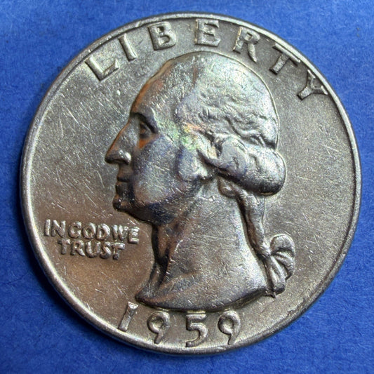 1959-D Washington Quarter 90% Silver BU Uncirculated Denver Mint Toned Coin