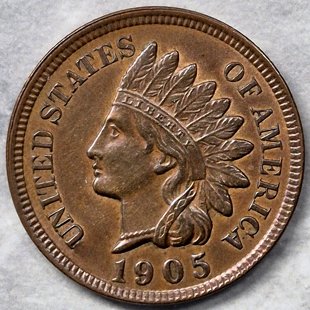 1905 Indian Head Cent Penny 1C UNC Uncirculated Brown Full LIBERTY & Diamonds - view 5
