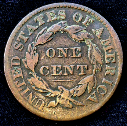 1830 Coronet Head Cent Matron Lg Letters Full Liberty N4 R2 F-VF Features 1C