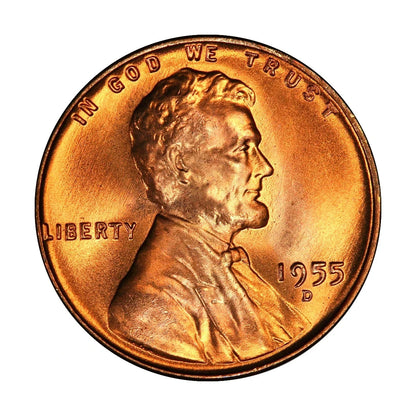 ✅  1955 P/D/S BU Uncirculated 3 COIN SET Lincoln Wheat Cents Choice RED Beauties