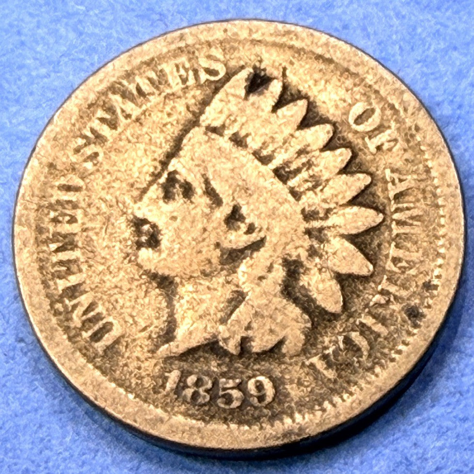 1859 Indian Head Cent Penny 1C G Good First Year Laurel Wreath Copper Nickel