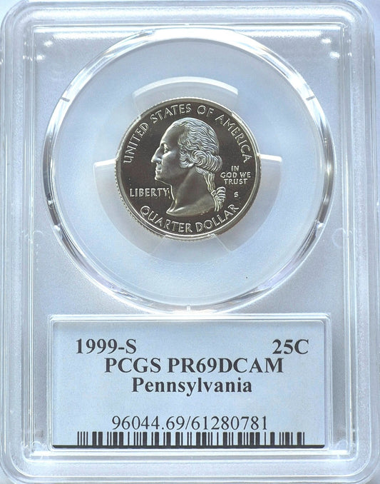1999-S State Quarter Pennsylvania PCGS Highly Graded PR69DCAM 25C