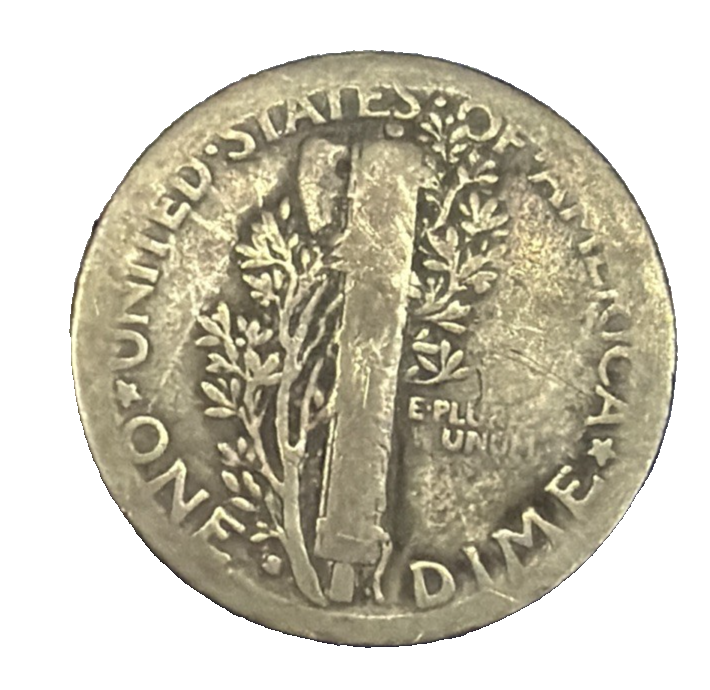 TONED 1916 Mercury Dime 90% Silver Coin G-VG Circulated Condition 1st YEAR
