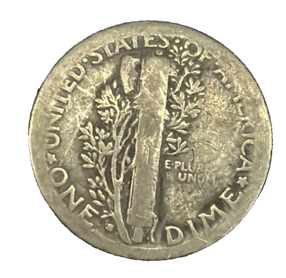 TONED 1916 Mercury Dime 90% Silver Coin G-VG Circulated Condition 1st YEAR