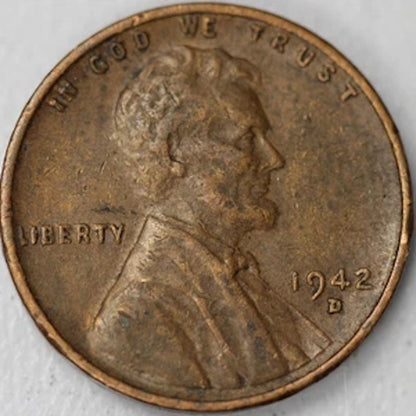 ✅ 1942 D Lincoln Wheat Cent FINE - VERY FINE  (F-VF)  Copper  1c Coin From Roll