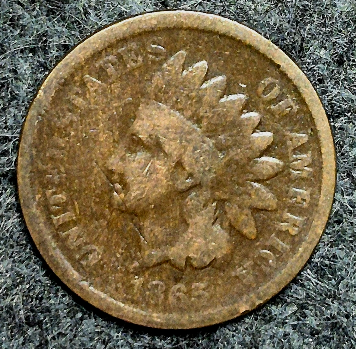 1865 Indian Head Cent Penny Good Features, Plain 5, Receive Coin Pictured 1C