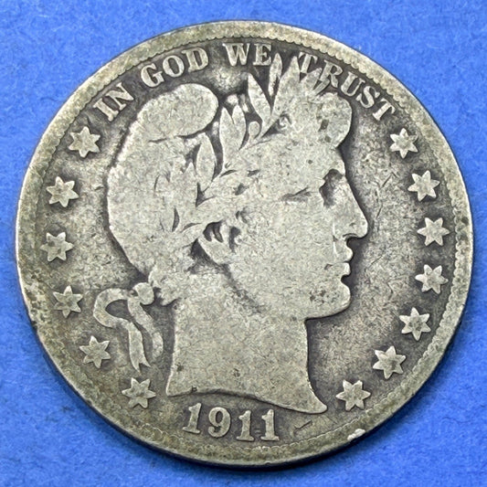 1911-S Barber Half Dollar 50C G Good San Francisco Low Mintage 90% Silver Coin