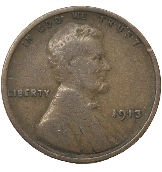 1913 P Lincoln Wheat Cent Good - Very Good (G-VG) Copper Average Circulated 1c