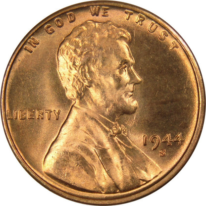 ✅  1944-S BU Uncirculated Lincoln Wheat Cent Choice RED Coin From OBW Bank Roll
