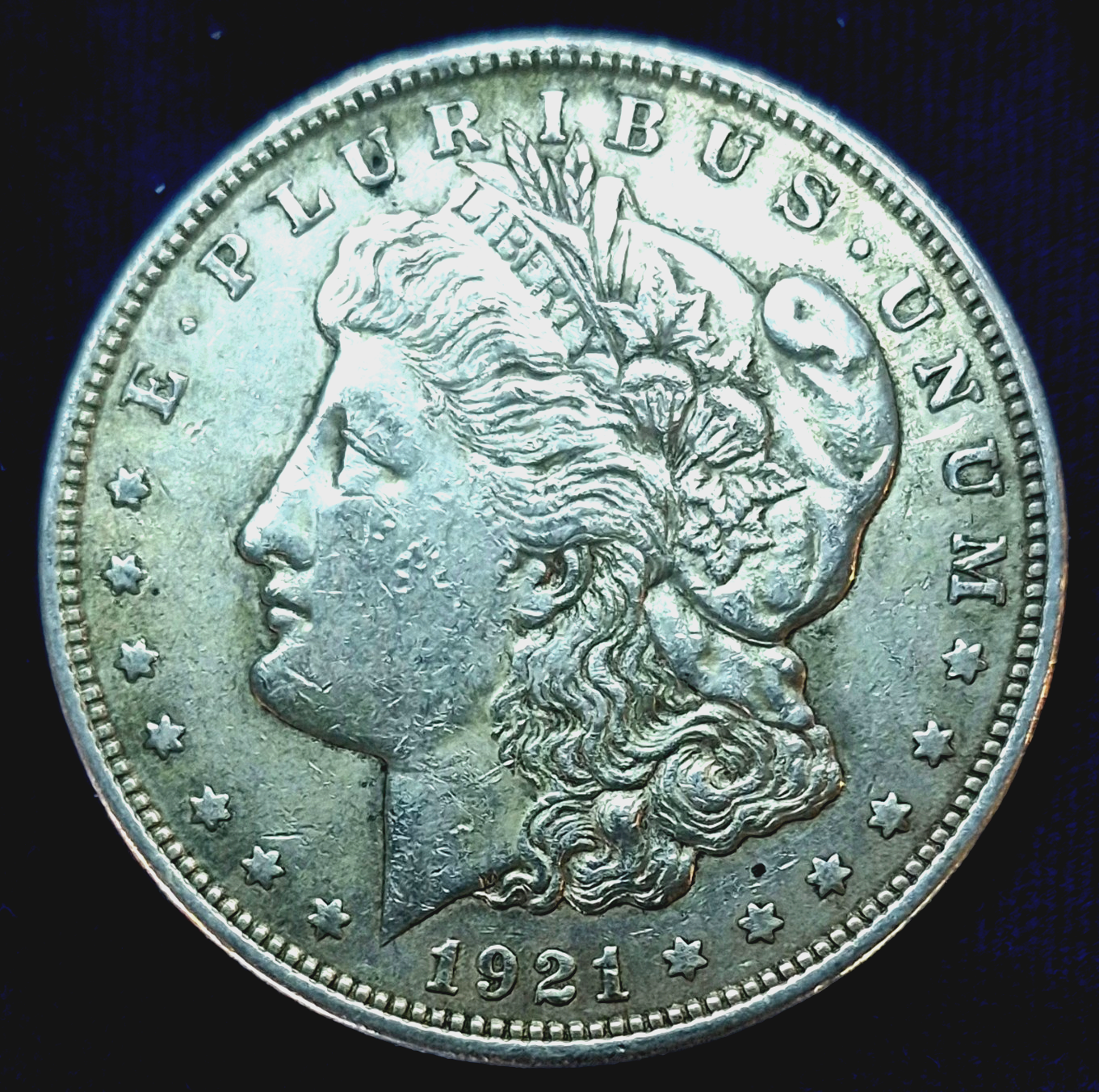 1921 Morgan Dollar PDS Set, 90% Silver, All With AU Circulated Features, (3) 1$