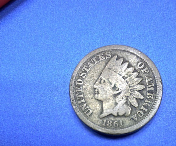 1861 Indian Head Cent Copper Nickel Civil War Semi Key Date VG Sharp Feathers CN