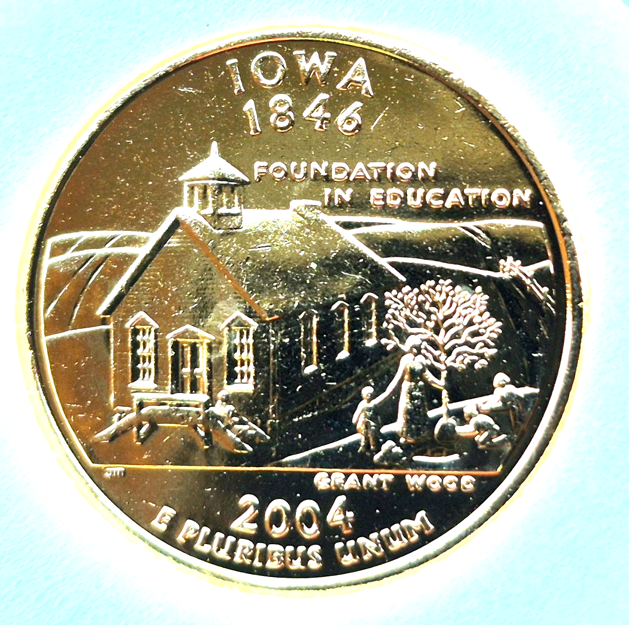 2004 D Iowa and 2004 D Wisconsin 24k Gold Plated State Quarters in Capsules