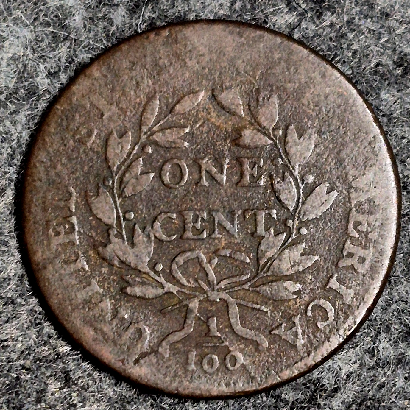 1798  2nd Hairstyle S-166 Draped Bust Large Cent Coin, Reverse Die Crack, 1C