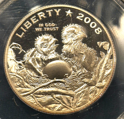 2008 S Bald Eagle Commemorative Half Dollar Graded by ANACS PF70 DCAM Toned 50C