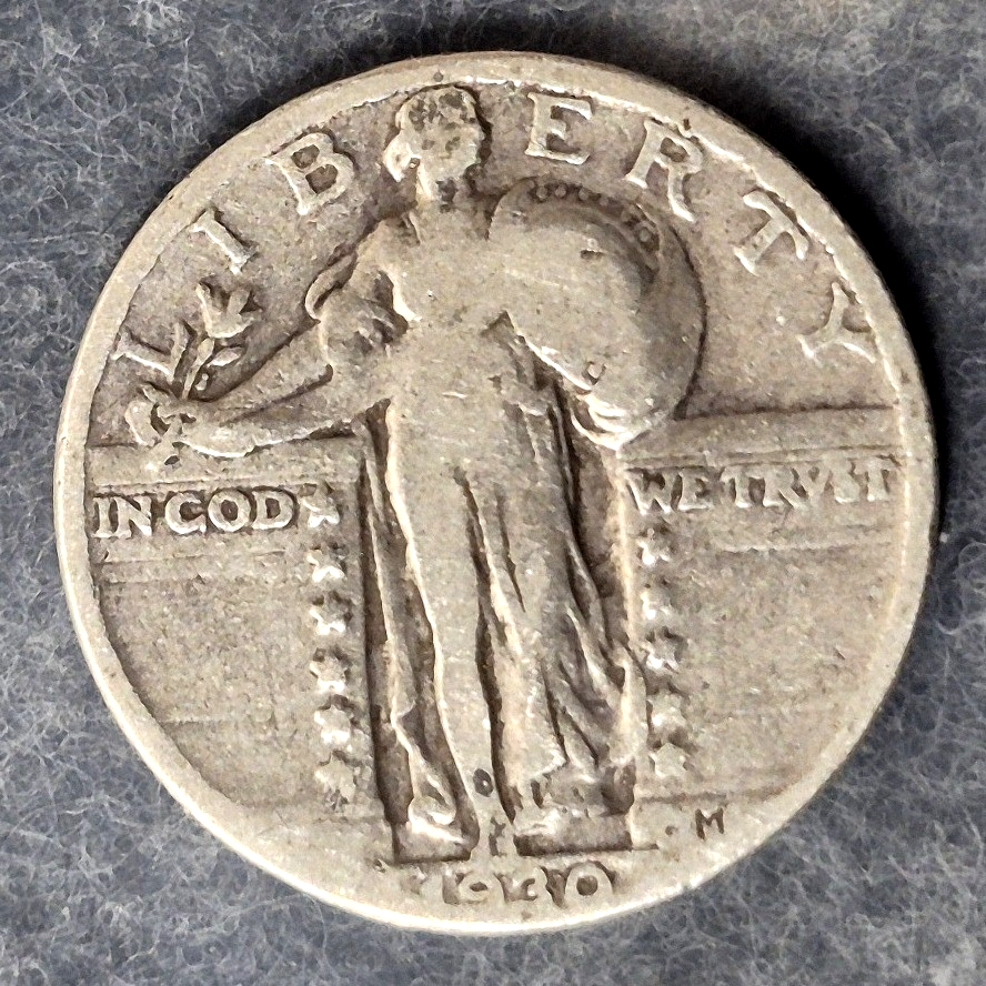 1930 P Standing Liberty Quarter 25c 90% Silver VG Final Year Type 2 Philadelphia