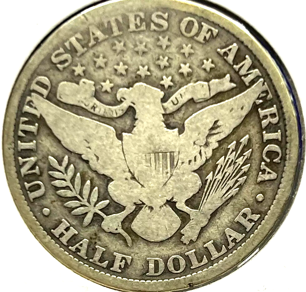1906 P Barber Half Dollar 90% Silver 50c Coin Strong VG Features