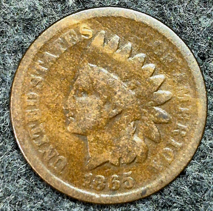 1865 Indian Head Cent Penny Good Features, Plain 5, Receive Coin Pictured 1C