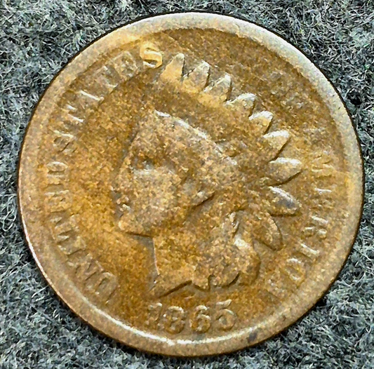1865 Indian Head Cent Penny Good Features, Plain 5, Receive Coin Pictured 1C