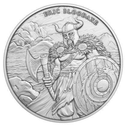 🔥1 Troy Oz Eric Bloodaxe Legendary Warriors Design .999 Fine Silver Coin 💯