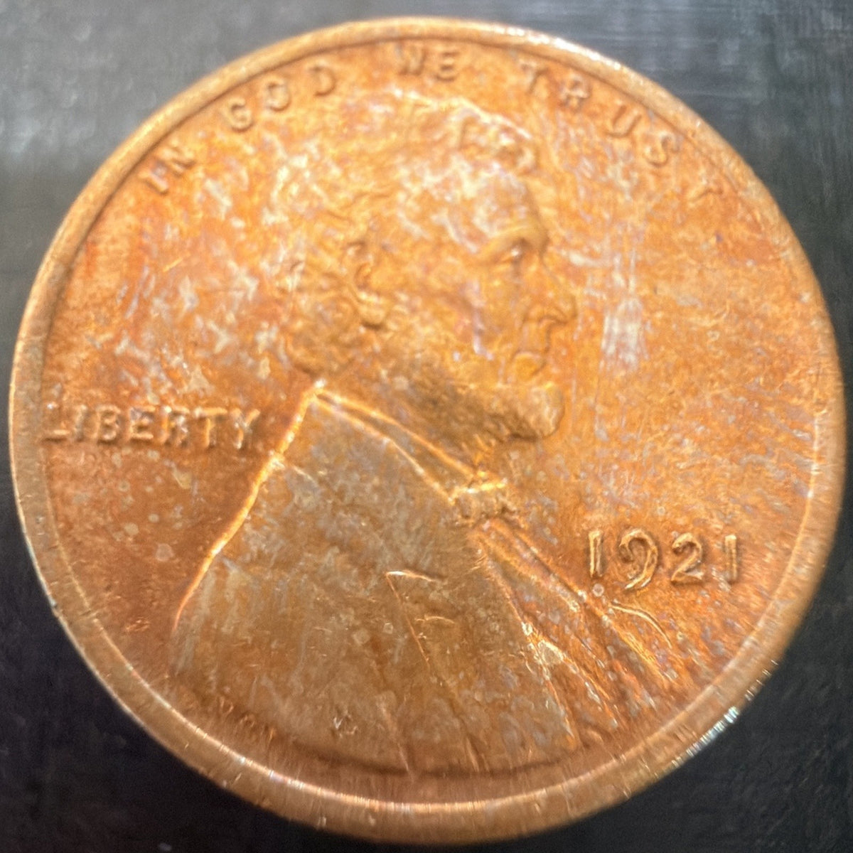 1921 Lincoln Wheat Cent Penny BU Toned Uncirculated Philadelphia US Coin