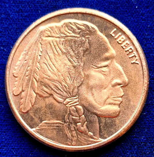 1 AVDP oz .999 Fine Copper Round - Buffalo Nickel Indian Head Design