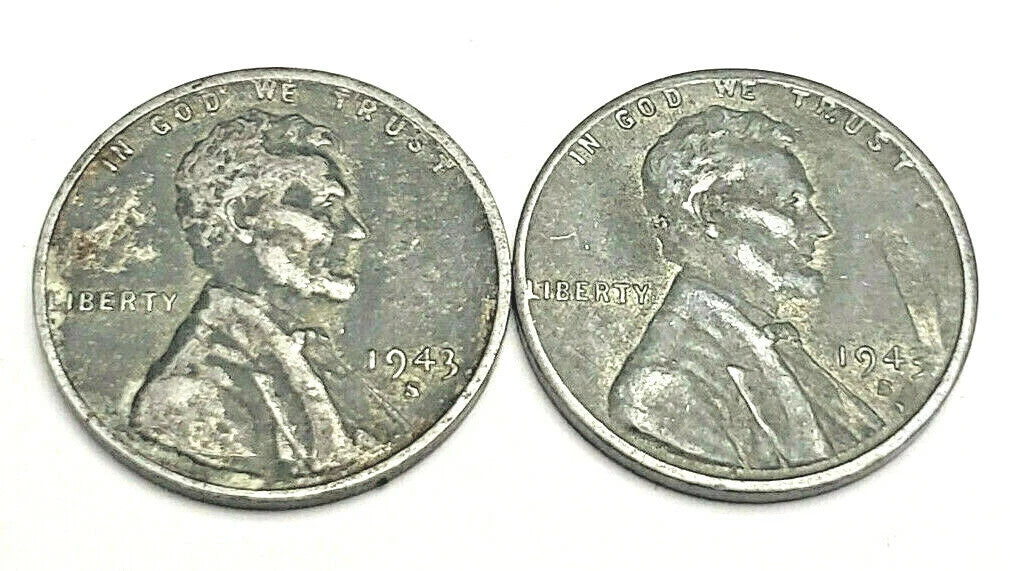 1943 S Lincoln Steel Wheat Cent G -F STEEL Penny WWII Coin Average Circulated