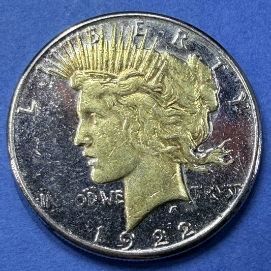 1922 Peace Silver Dollar $1 XF Two Tone Gold Gilded 90% Silver Gift Display Coin