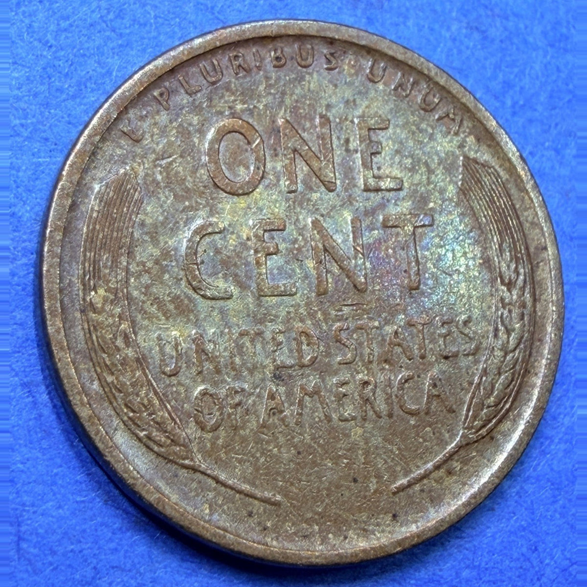1909 Lincoln Wheat Cent 1C VF Very Fine Rainbow Toned Toner First Year Penny