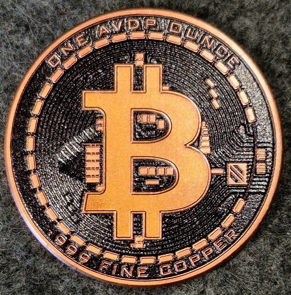 Lot of (4) Colorized Bitcoin Copper Rounds- .999 Fine Copper Coins 1 oz AVDP USA