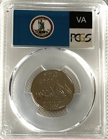 ✅ 2000-S Virginia 90% SILVER Washington Quarter ~ PCGS PR69DCAM State Flag Label