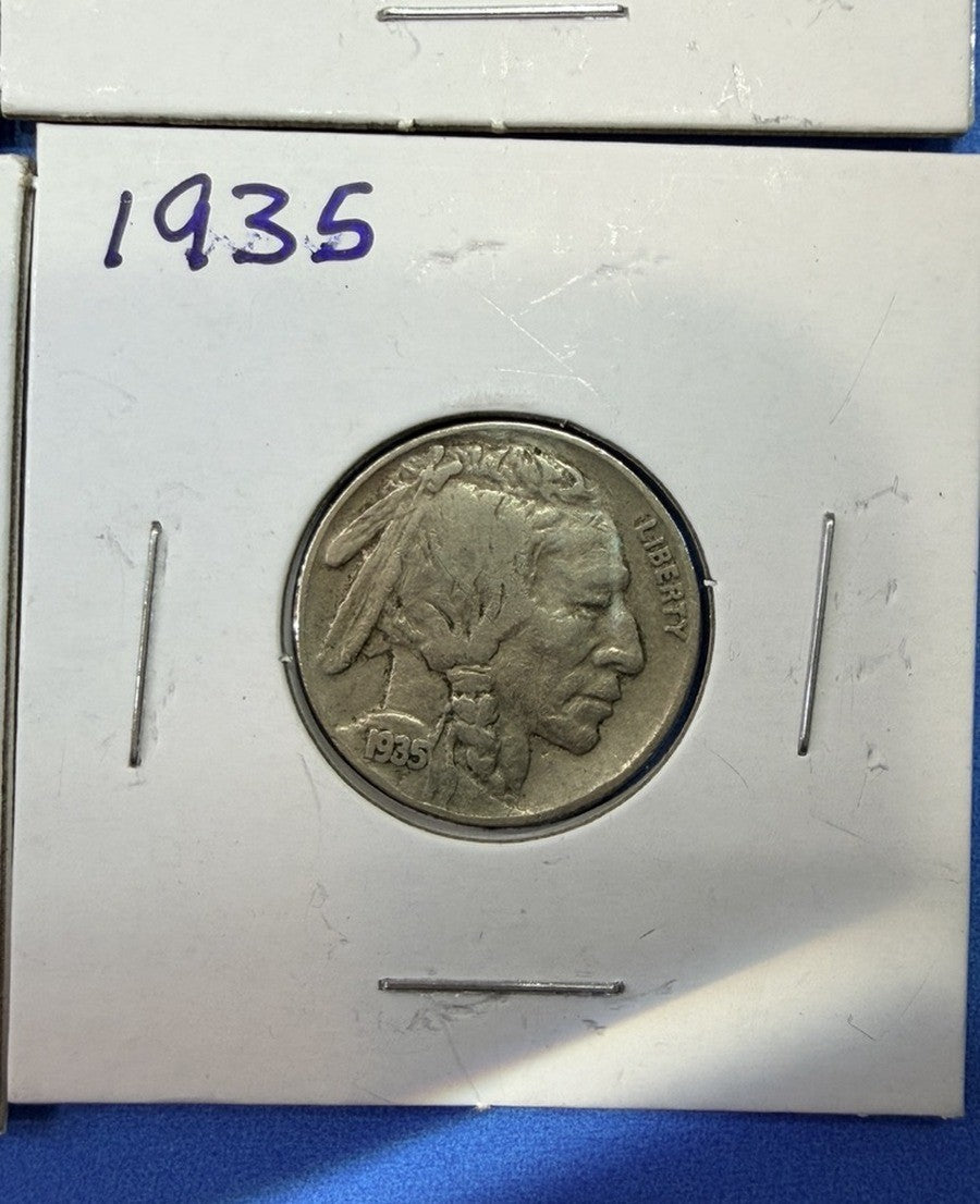1935 Buffalo Nickel 5C Lot of 4 Coins F Fine Indian Head Five Cents US Coins