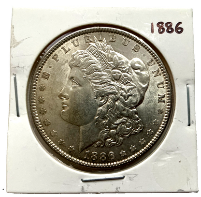 1886 Morgan 90% Silver Dollar Crisp Strike & Sharp, Strong MS Features BU Coin