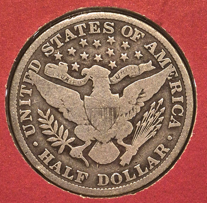 1907-P Barber Half VG+ Features 90% Silver 50C Historic Liberty Coin/Stamp Set
