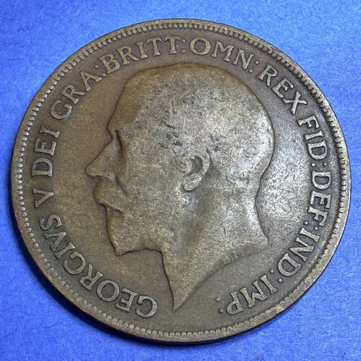 1916 Great Britain One Penny George V VF Very Fine Bronze UK Coin