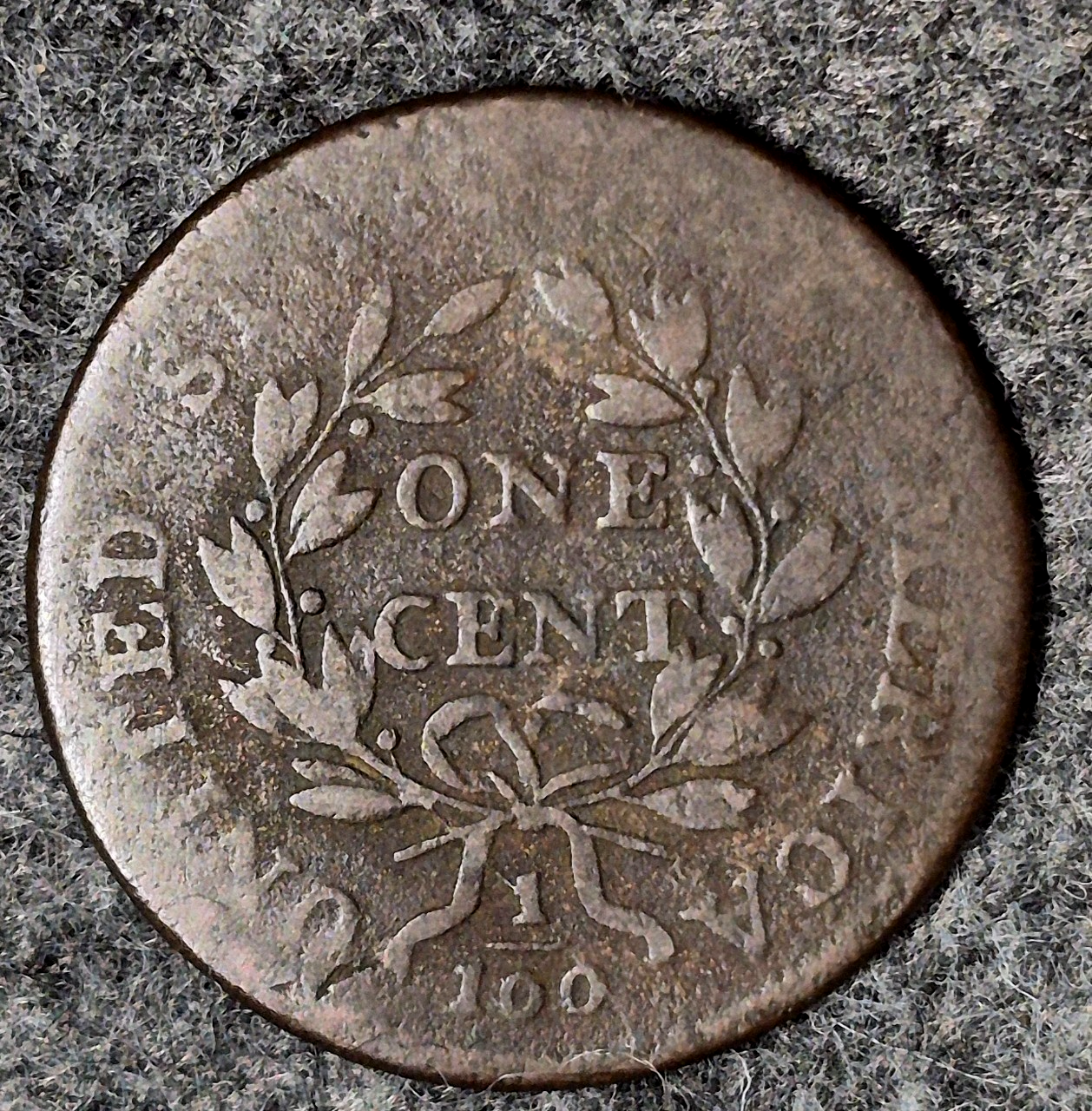 1798  2nd Hairstyle S-166 Draped Bust Large Cent Coin, Reverse Die Crack, 1C