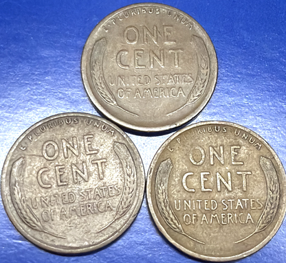 LOT of 3 ~ 1910 S Lincoln Wheat Cent G-VG SEMI-KEY DATE Low Mintage Coins 1378