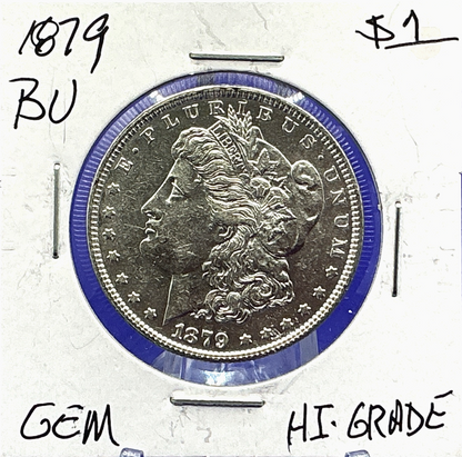 1879 Morgan 90% Silver Dollar BU-MS Features,  Bright Well Struck 2nd Year Coin