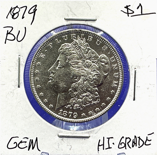 1879 Morgan 90% Silver Dollar BU-MS Features,  Bright Well Struck 2nd Year Coin