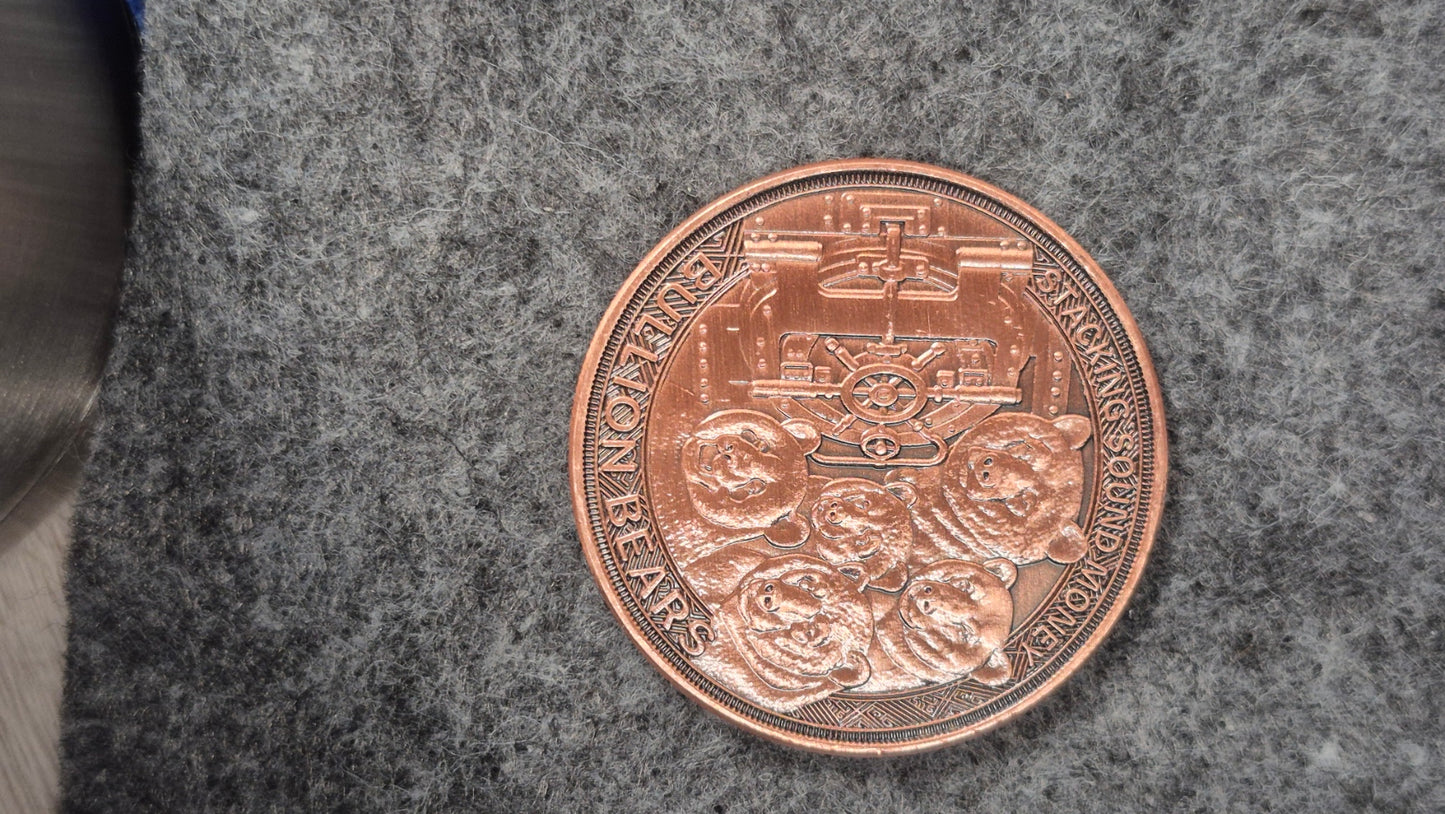 Bullion Stackers Kodiak Bear 1 oz Colorized Copper Round Uncirculated Medal