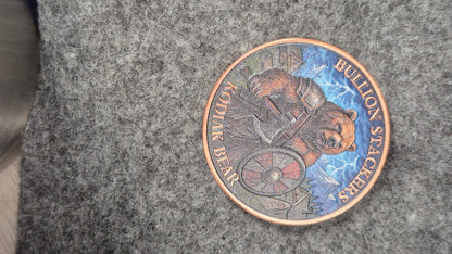 Bullion Stackers Kodiak Bear 1 oz Colorized Copper Round Uncirculated Medal