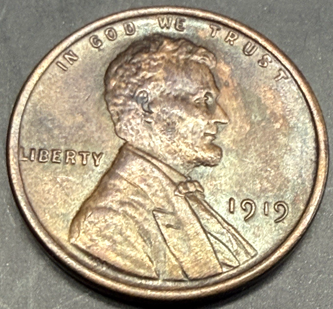 1919 Lincoln Wheat Cent MS UNC 1c Actual Coin Beautiful Aged BU 1c Penny